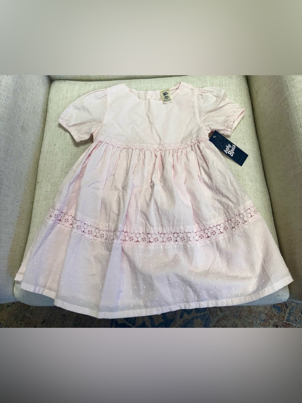 OshKosh B'gosh Baby Pink Eyelet Lace Trim Dress for Girls